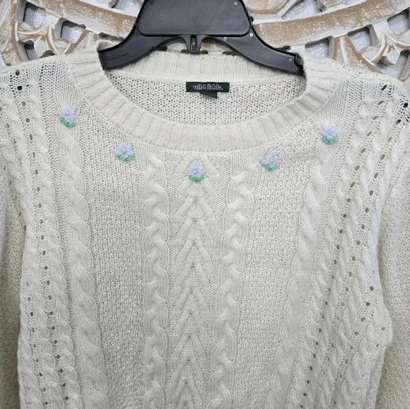 Wild Fable Floral Knit Cropped Balloon Sleeve Sweater - Picture 3 of 10